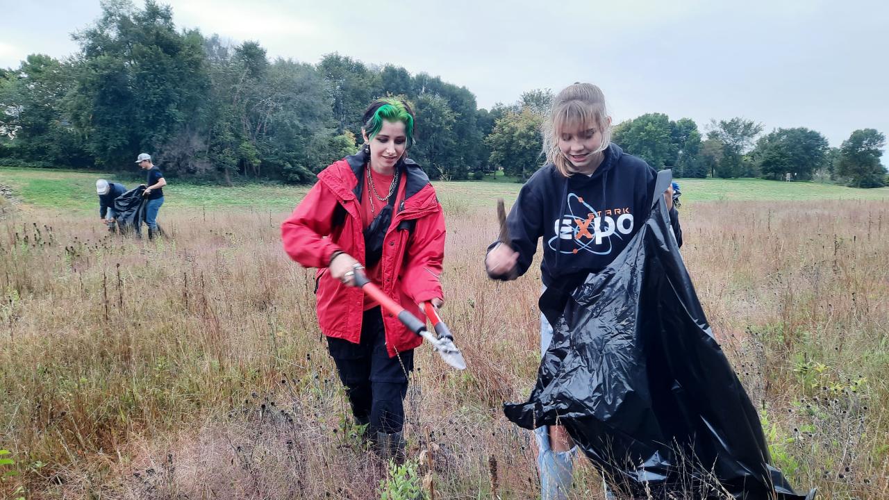 Volunteers in the prairie at Vermillion River Linear Park Volunteers in the prairie at Vermillion River Linear Park